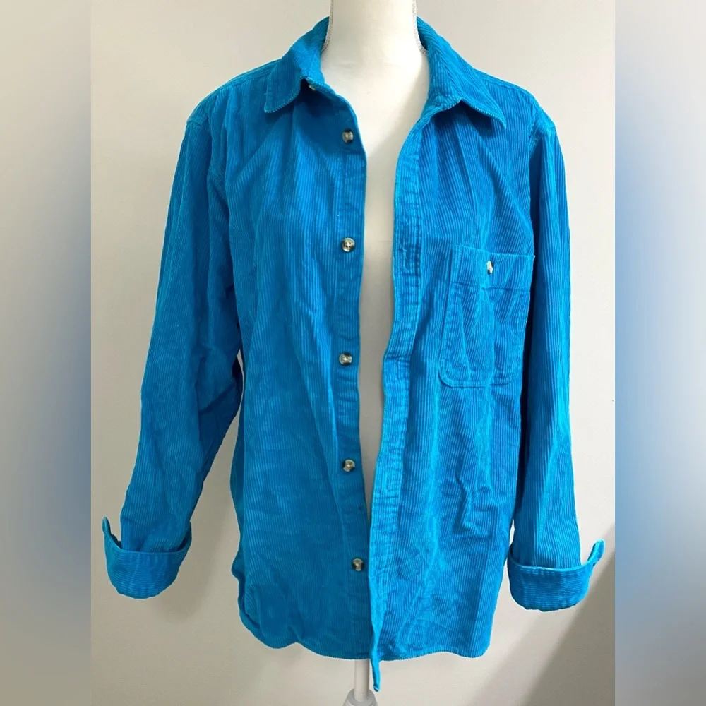 Urban Outfitters Mens M Solid Blue Big Corduroy Oversized Work Shirt Streetwear - Picture 7 of 14